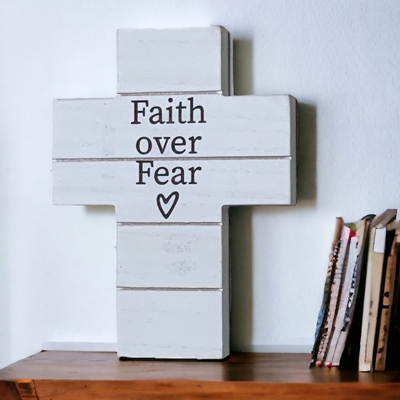 Cross Wall Decor Hanging or Freestanding Religious Home Decor Gift White Black - Picture 7 of 16